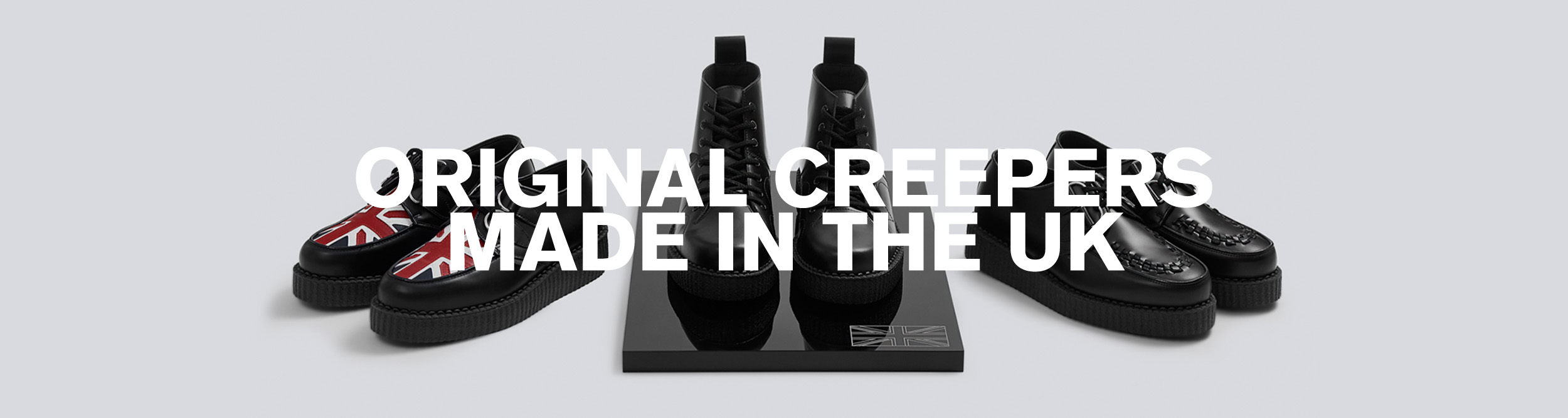 The Made in the UK Creepers collection presents original creeepers that support footwear manufacturing skills in the UK. An original collection of British Creepers.