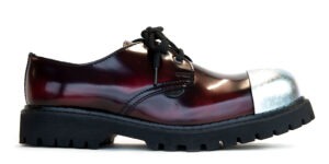 BURGUNDY STEEL TOE SHOE - TRACKER - EXTERNAL CAP - RUB-OFF LEATHER