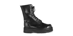 COMMANDO 10 EYELET STEEL CAP BOOT – BLACK LEATHER – DOUBLE SOLE